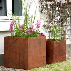 Wholesale Metal Flower Pot Large Corten Steel Planter Box Garden Metal Ornaments from china suppliers