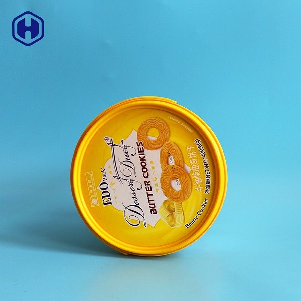 Thin Wall Round Plastic Cookie Containers 84OZ 400G With Single Handle