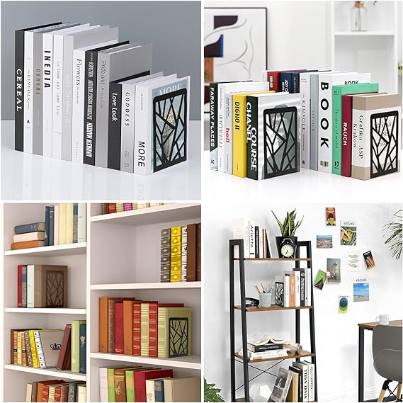 Metal Bookend for Home Office Decor Non-Skid Book Holders for Shelves Heavy Bookends