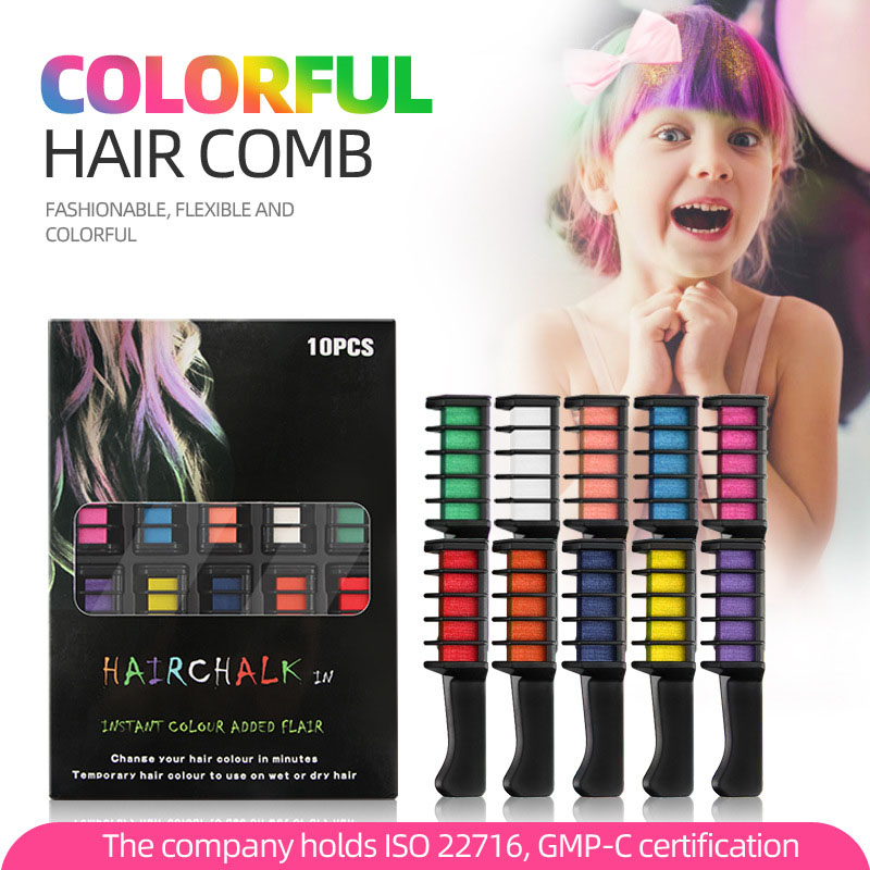 Kids Safe Hair Chalk Comb Set Washable Hair Dye Chalk for Temporary Hair Color Salon