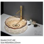 Circular Bathroom Glass Sink Polished Above Counter Multi Layer Coating
