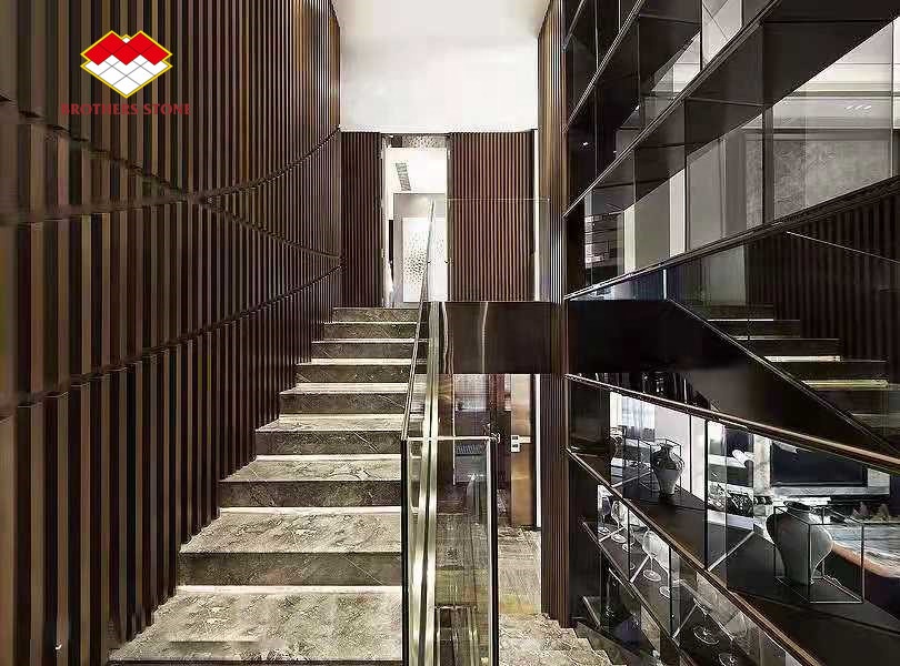 Natural White Marble Staircase Stone Marble Non Slip Steps For Stairs And Risers