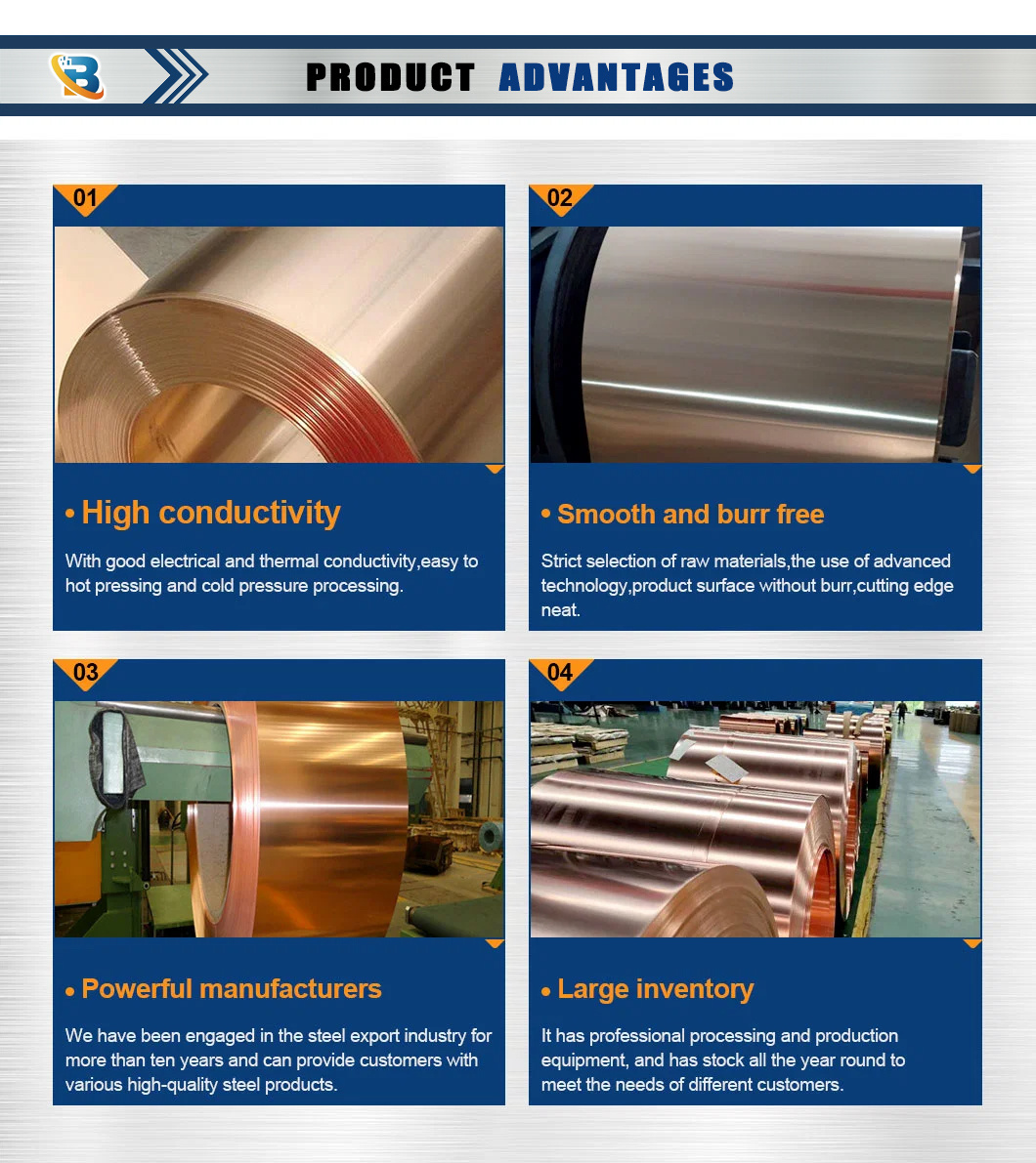 High Quality ASTM 1mm 2mm C1100 C2680 C19010 Alloy Brass Coil/Copper Strip