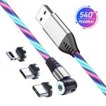 Focuses Magnetic USB Charging Cable 3m LED Flowing Luminous Phone Charging Cable