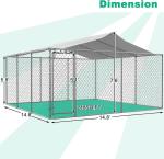 Outdoor Dog Kennels for Large Dogs with Roof, Heavy Duty Metal Dog Enclosures