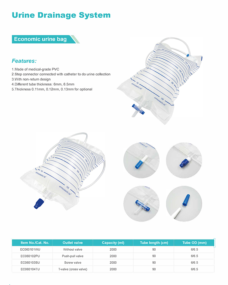 Hospital Bulk Disposable External Medical Emergency Urine Collection Bag For Men And Women