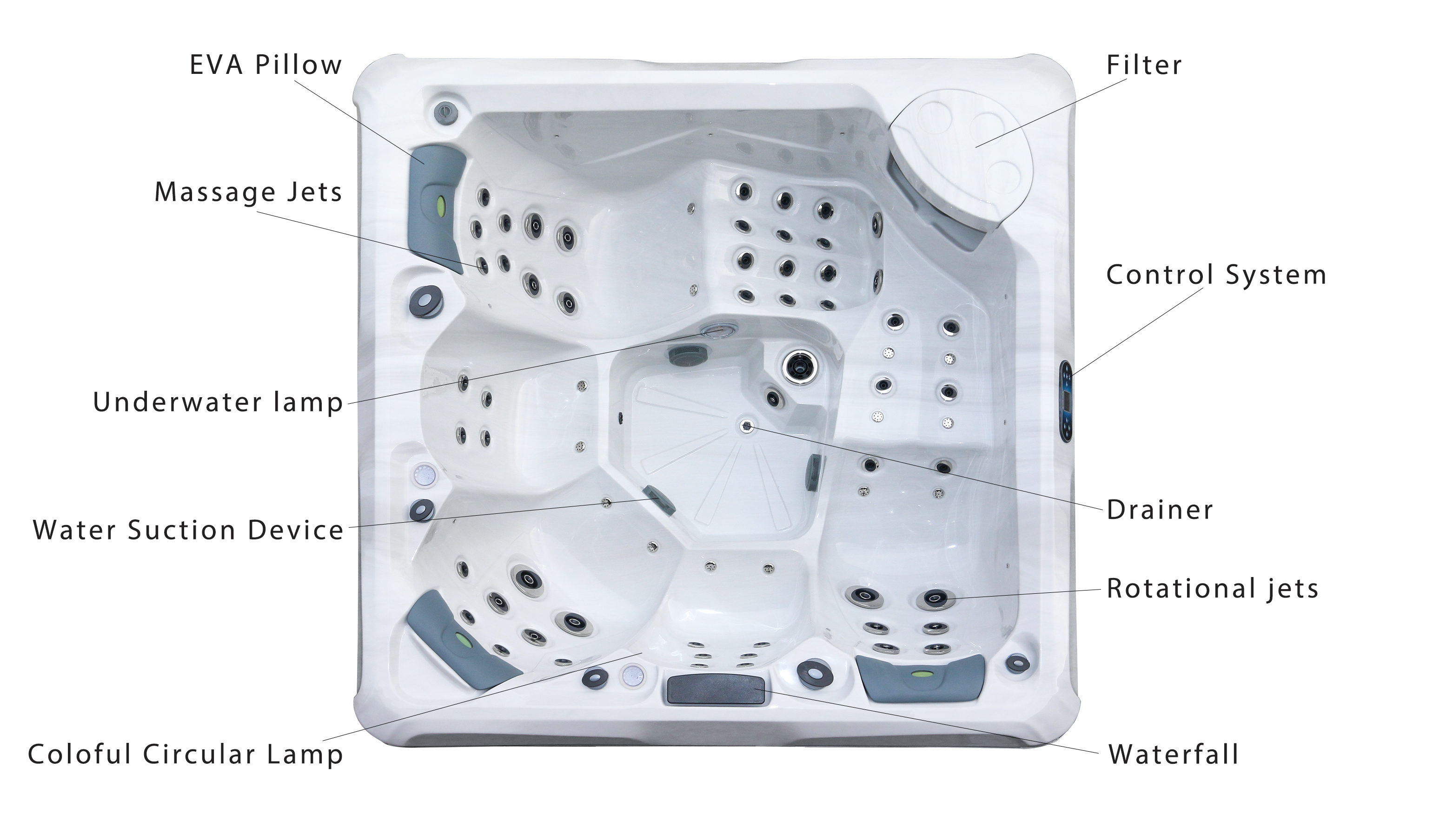 M-360D Outdoor American Acrylic Massage Spa Tub With Jacuzzzi Function For 5 Persons
