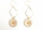 Painless Metal Daisy Long Pendant Charm Earring Clips 14K Rose Gold For Wedding