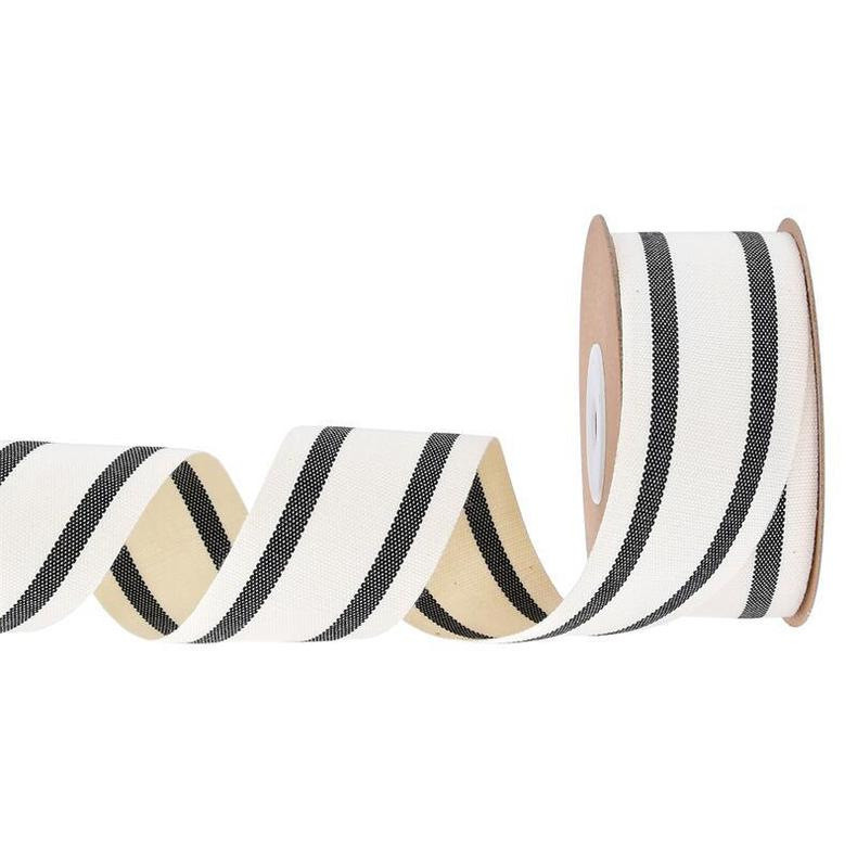 10mm-38mm*10y Black And Red Striped Cotton Ribbon For Gift Packing And Garment Accessories