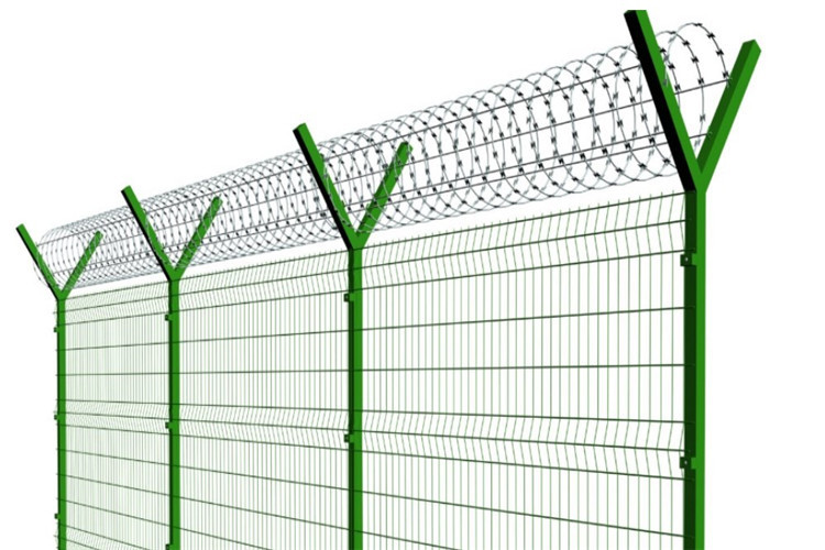 Black Perimeter Fence Airport Galvanized Barbed Anti Climb Fence Panels