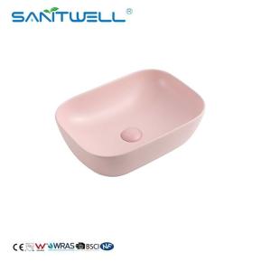 Wholesale Chaozhou Factory Above Counter basin 2024 Pink Color Ceramic Basin Wall Mounted Sink from china suppliers