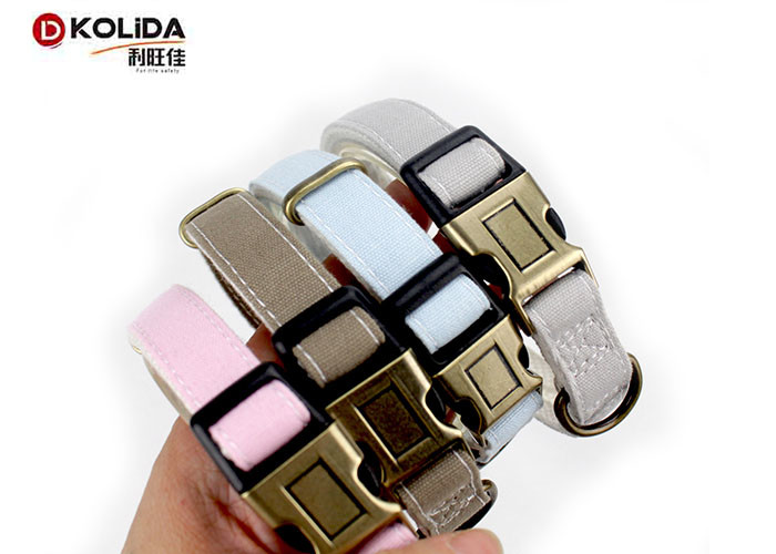 Kolida Canvas Adjustable Dog Collar Traction Rope Pink / Brown / Blue / Grey