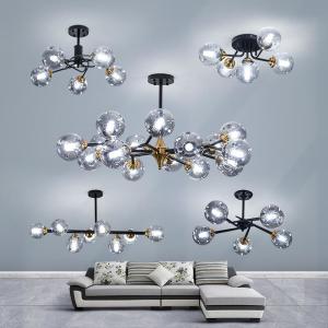Wholesale E27 E26 Clear Glass Sphere Chandelier Smoked Grey Ceiling Light Teardrop Shaped Lamp Shade from china suppliers