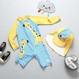 Wholesale Nylon Polyamide Boys' Swimsuit Set SPF50+ Younger Boys Swimwear Swimming Cap from china suppliers
