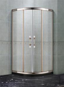 Wholesale Rose Gold and Mirror Stainless Steel Quadrant Shower Enclosures With Two Center Pillar 8mm Glass Shower from china suppliers