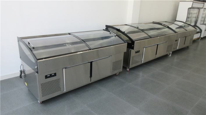 SS304 Glass Door Chest Freezer Direct Cooling Supermarket