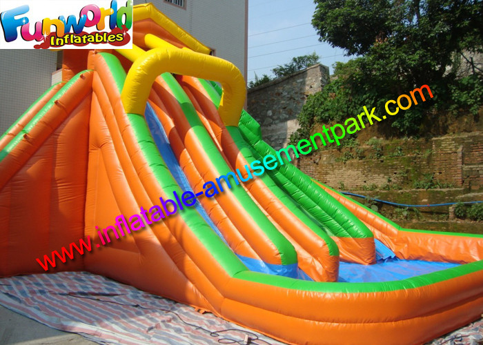 Big Rainbow Wave Backyard Inflatable Water Slides With Splash Pool