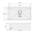 32''X18''X10'' Undermount Stainless Steel Kitchen Sink With Dampening Pads