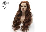 Dark Brown Synthetic Long Curly Lace Front Wigs , Colored Synthetic Wigs No