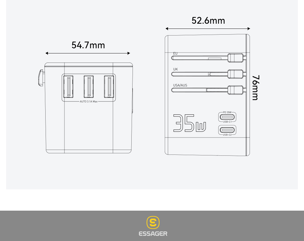 ESSAGER JY-307Max Series 35W Best Portable Universal Phone Charger