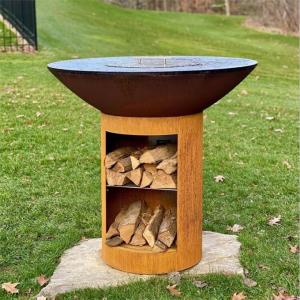 Wholesale 40 Inch Grill Outdoor Cooking Corten Steel Charcoal Grill With Round Storage Base from china suppliers
