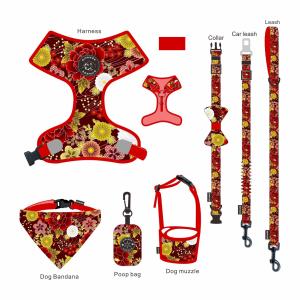 Wholesale Luxury Dog Collar Leash Harness Set 6 Piece Design Sweat Resistant from china suppliers