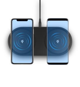 Wholesale Fast Qi Certified Wireless Charger , 10W * 2 Twin Pad Wireless Charger from china suppliers