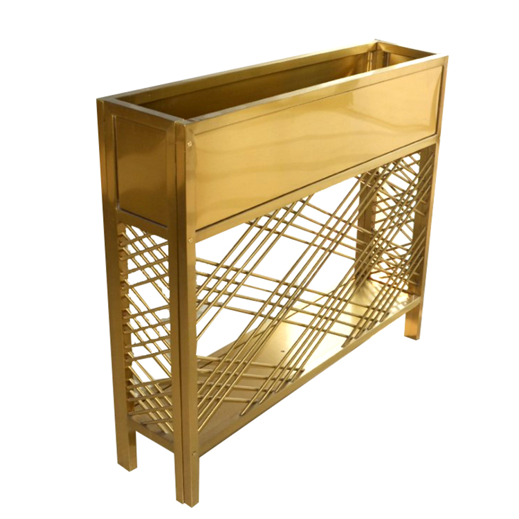Rectangular stainless steel material golden stand flower pot decoration for wedding