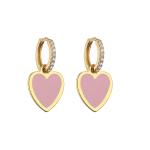 Heart Gold Enamel Hoop Earrings