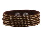Multi strands velvet leather cuff bracelet studs leather bracelet