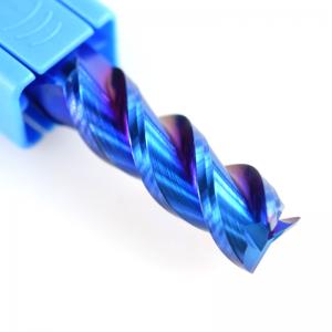 Wholesale 1 - 12mm Blue Coated Carbide End Mill 3 Flute Aluminum Cutting Milling Cutter Spiral Router Bit CNC End Mill from china suppliers