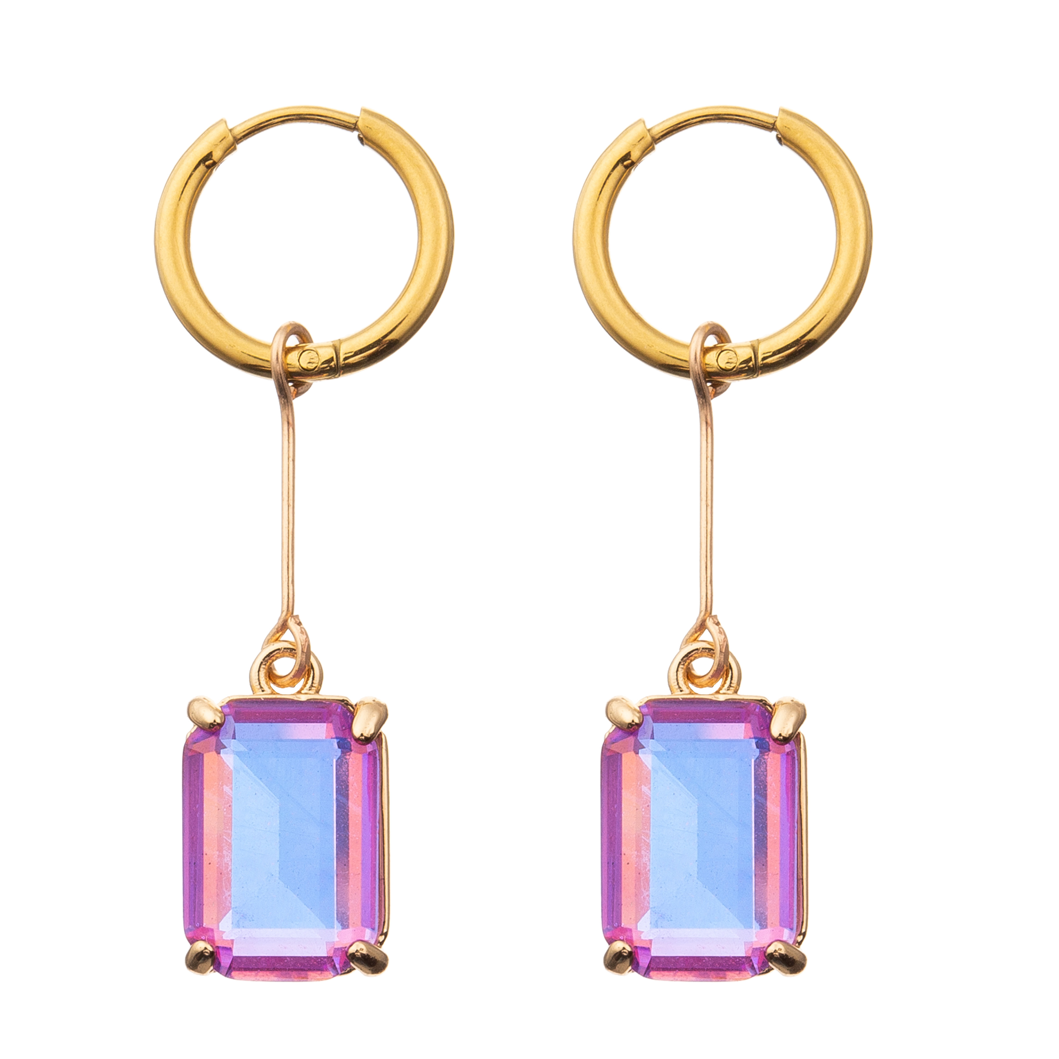 Electroplating Gold Plated Crystal Cube / Oval Stud Zirconia Earrings for Women
