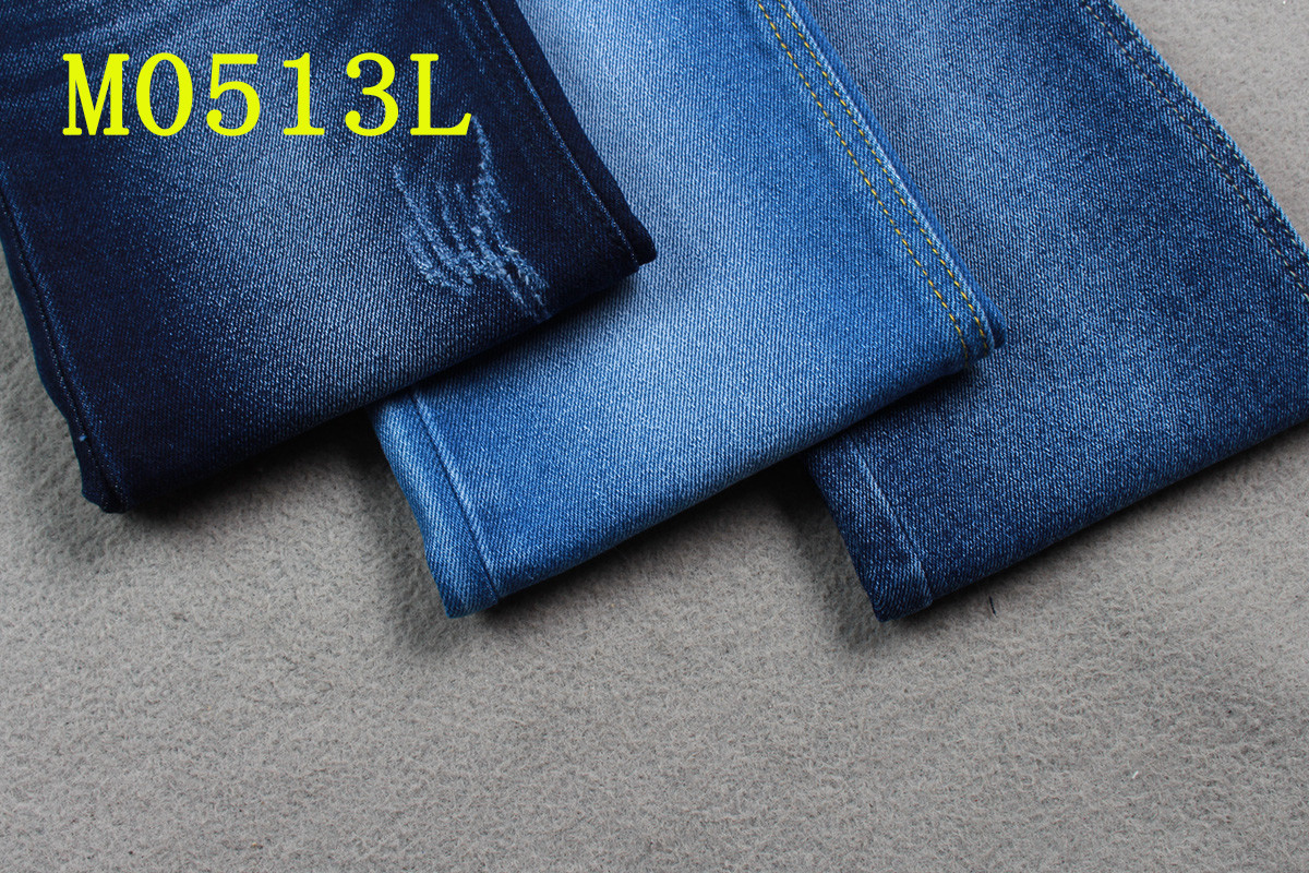 12 Oz Tri Core Stretch Denim Fabric 3/1 Right Hand Medium Spandex Cotton Polyester