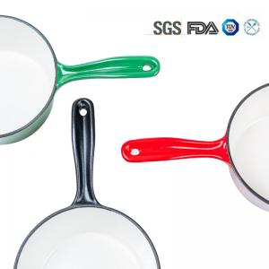 Wholesale 16cm Red Enameled Iron Cast Saucepan Pot With Long Handle from china suppliers