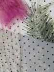 Pink Polka Dot Flocked embroidered mesh lace fabric