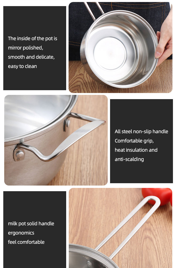 Hot Sale Kitchenware 3pcs Cookware Set Round Nonstick Stainless 410 Soup Pot Cooking Pot Set Custom Pots And Pans