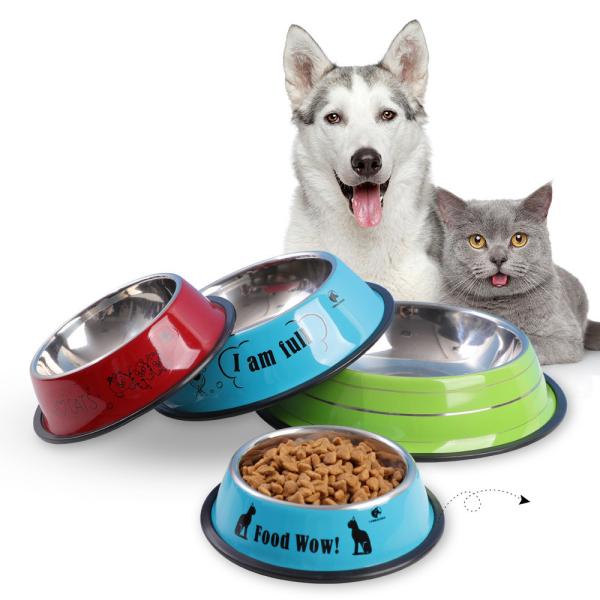 Stainless Steel Pet Cat Dog Bowls Feeders Customized Sublimation Non-Slip LCD