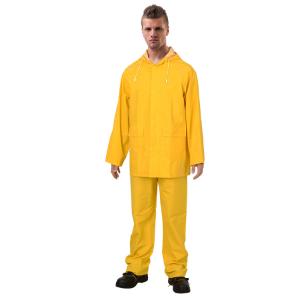 Wholesale R101-Y 100% Water Proof Rain Jacket Pant PVC Polyester Hooded RAINWEAR for Adults from china suppliers