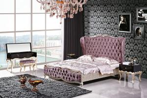 Wholesale Fabric Solid Wood MDF Board European King Size Beds 5 Piece Custom Logo from china suppliers