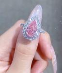 Synthetic Lab Created Pear Diamond Pendant Necklace 3.46ct VS1 Pink Color