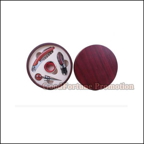 Promotioal 4pcs set wood stainless steel bottle opener corkscrew stopper wood