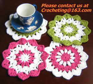 Wholesale Hand made 6.3 inch crochet sunflower doily - coaster set of 4 - diameter : 16 cm - crochet from china suppliers