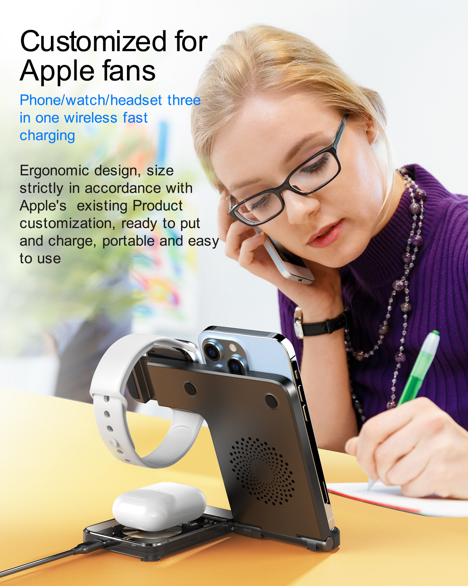 Magnetic 3 In 1 Wireless Charger Multi Color 20000Mah High Capacity