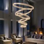 Modern Chandelier Large Led Pendant Light Fixture Luxury Acrylic Adjustable