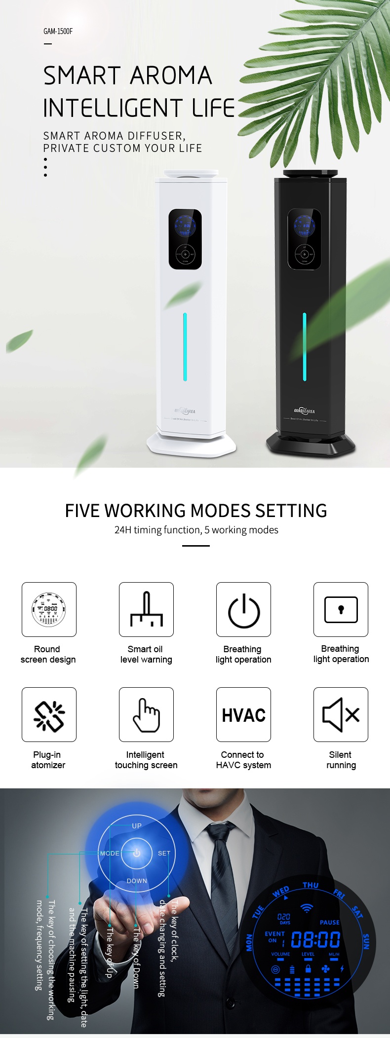 Floor Stand WiFi 17W 3000CBM 1000ml Essential Oil Diffuser