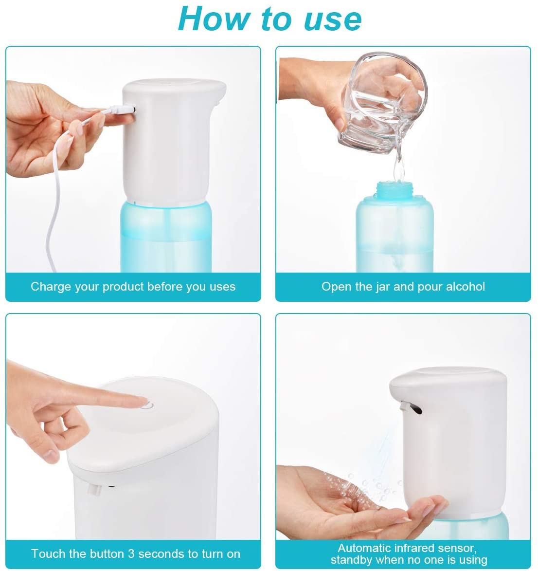 4CM Touchless Alcohol Spray Dispenser Home 13.5oz Wall Mounted