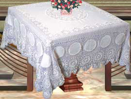 Rectangular coffee table linen table cloth table, Corcheted Lace Table linen, Tablecloth