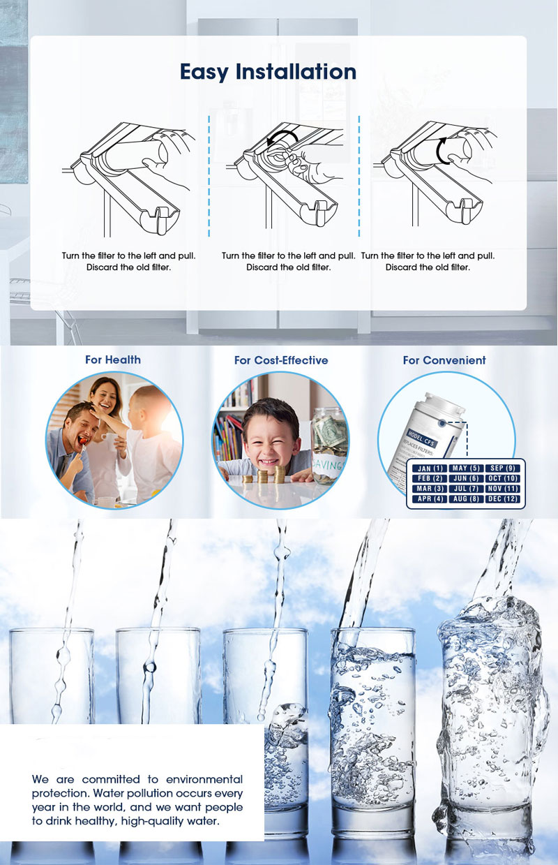 Electric 9000 077104 Refrigerator Water Filters Replacement Cartridge for Cooling