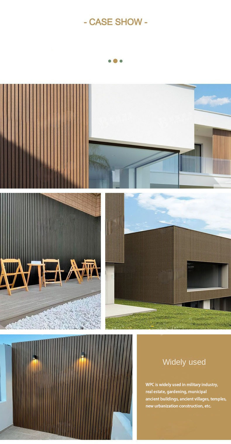 Fireproof 25x227mm WPC Cladding Panel Wood Plastic Composite Grating Plank Indoor Board Office Project