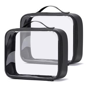 Wholesale Clear Makeup Bag, 2Pcs Toiletry Bag Large Air Travel Cosmetic Bag Quart Size PVC Travel Toiletries Bag for Women Men from china suppliers